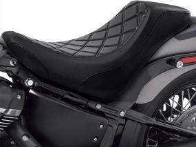 img 3 attached to Motorcycle Driver Rider Solo Seat For Harley Softail Heritage Classic Deluxe Street Bob Slim 2018-2020, Black Diamond Stitching