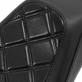 img 2 attached to Motorcycle Driver Rider Solo Seat For Harley Softail Heritage Classic Deluxe Street Bob Slim 2018-2020, Black Diamond Stitching