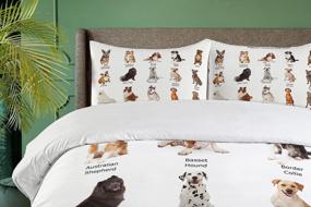 img 2 attached to 🐶 Ambesonne Twin Size Dog Duvet Cover Set - Group of Various Puppy Breeds with Dalmatian, Husky, and Bulldog - Family Type Species, Image Print in Pale Brown - Decorative 2 Piece Bedding Set with 1 Pillow Sham