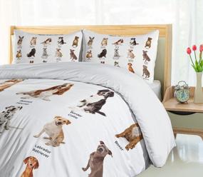 img 1 attached to 🐶 Ambesonne Twin Size Dog Duvet Cover Set - Group of Various Puppy Breeds with Dalmatian, Husky, and Bulldog - Family Type Species, Image Print in Pale Brown - Decorative 2 Piece Bedding Set with 1 Pillow Sham