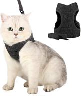 🐱 lightweight grey cat harness and leash set - escape-proof kitten vest harness | soft fit for cat puppy rabbits | easy control | size l logo