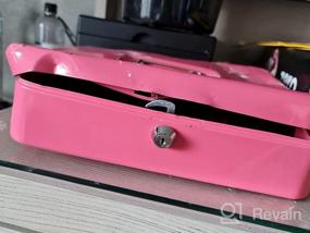 img 5 attached to 💰 Secure Pink Metal Cash Box with Money Tray, Lockable Decaller Money Box - 9 4/5" x 7 4/5" x 3 1/2
