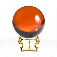 sparkling amlong crystal amber ball with golden dragon stand - perfect gift package! logo