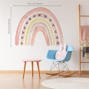 img 1 attached to Large Watercolor Heart Rainbow Peel and Stick Wall Decals - Colorful Rainbow Wall Sticker for Girls Bedroom Decor, Kids Nursery Room Decoration - 27.56&#34; x 22.44&#34;