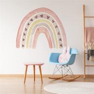 large watercolor heart rainbow peel and stick wall decals - colorful rainbow wall sticker for girls bedroom decor, kids nursery room decoration - 27.56&#34; x 22.44&#34; logo