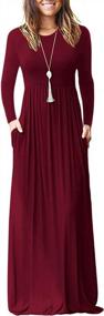img 4 attached to AUSELILY Women's Maxi Dress with Pockets - Long Sleeve Loose Plain Casual Long Dresses