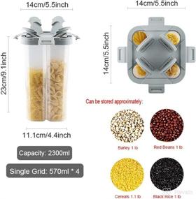 img 2 attached to 🍲 BIPEGE Clear Airtight Cereal Storage Container - 2.3L with Lids & Compartments for Kitchen Food Storage - Ideal for Grain, Sugar, Flour, Rice, Nuts, Snacks