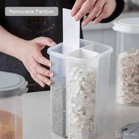 img 1 attached to 🍲 BIPEGE Clear Airtight Cereal Storage Container - 2.3L with Lids & Compartments for Kitchen Food Storage - Ideal for Grain, Sugar, Flour, Rice, Nuts, Snacks