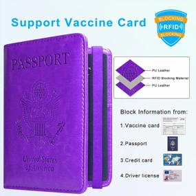 img 2 attached to Purple Leather Passport & Vaccine Card Holder Combo: Travel Documents Organizer W/ RFID Blocking Protection
