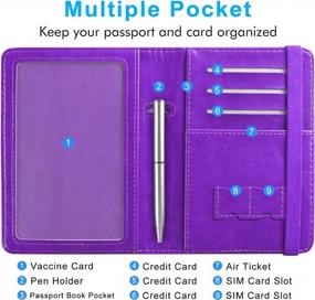 img 1 attached to Purple Leather Passport & Vaccine Card Holder Combo: Travel Documents Organizer W/ RFID Blocking Protection