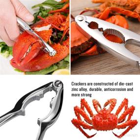 img 2 attached to 🦀 Premium 19-piece Seafood Tools Set with 6 Crab Crackers, 6 Lobster Shellers, 6 Crab Leg Forks/Picks, 1 Seafood Scissors & Storage Bag - Ultimate Nut Cracker Set