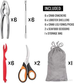 img 3 attached to 🦀 Premium 19-piece Seafood Tools Set with 6 Crab Crackers, 6 Lobster Shellers, 6 Crab Leg Forks/Picks, 1 Seafood Scissors & Storage Bag - Ultimate Nut Cracker Set