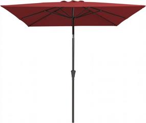 img 3 attached to KITADIN 8.5 X 8.5 FT Rectangle Patio Umbrella Outdoor Market Umbrellas With Push Button Tilt And Crank Lift 8 Sturdy Ribs UV Protection Waterproof Sunproof Red（NO BASE）