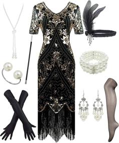 img 4 attached to 🌟 Shimmering Style: V Neck Sequin Flapper Gatsby Dress – Must-Have Women's Clothing & Accessories