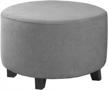 protect your ottoman in style with h.versailtex stretch ottoman cover - fits 20"-23" diameter, dove logo