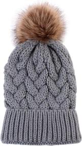 img 2 attached to Зимняя семейная мода: Набор шапок из вязаного материала для родителей и ребенка в двух частях