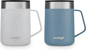 img 4 attached to Contigo 14 Oz. Stainless Steel Vacuum-Insulated Mugs With Handles And Splash-Proof Lids, Pack Of 2, Salt Speckle & Dark Ice Speckle - Ideal For Hot And Cold Beverages