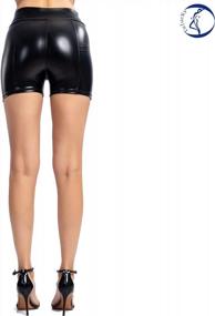img 3 attached to Women'S Faux Leather High Waisted Sexy Disco Hot Pants Club Shorts Flexible