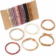 hair ties bracelet boho hair tie for women thick hair, lolalet super cute soft braided hair elastics bands, 6 styles strong no pull nylon hair ponytail holder for thin long curly hair -24 pcs logo