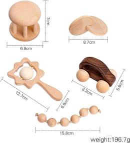img 2 attached to 🦁 Montessori Wooden Baby Toys - Lion Rattles Set for Grasping and Stimulating Babies