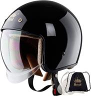 🏍️ royal m139 open face motorcycle helmet - multi size & colors with replacement visor | retro - elegant design, classic style for adult women and men | anti-scratch visor, dot approved (gloss black, m) logo