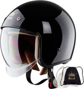 img 4 attached to 🏍️ Royal M139 Open Face Motorcycle Helmet - Multi Size & Colors with Replacement Visor | Retro - Elegant Design, Classic Style for Adult Women and Men | Anti-Scratch Visor, DOT Approved (Gloss Black, M)