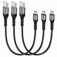 💨 fast charging & high-speed data sync: fasgear usb c short cables 1ft, 3 pack - compatible with moto g6 g7, galaxy s8 s8+ s9 s21 note 20, oneplus 7 7pro, huawei p30 (gray) logo