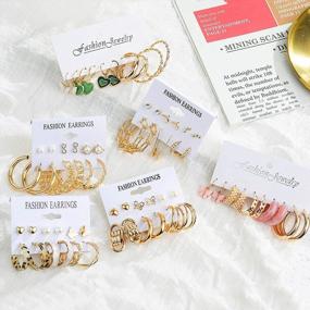 img 1 attached to 30+ Stylish Gold Hoop Earrings Set For Women - Trendy Chunky Pearl Stud Dangle Drops - Hypoallergenic Multipack Clip-Ons & Medium Hoops
