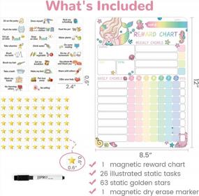 img 3 attached to Magnetic Dry Erase Kids Chore Chart With 26 Tasks, 63 Stars And 8.5"X12" Iridescent Mermaid Design