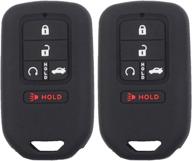 btopars 2pcs 5 buttons black silicone smart key fob cover case skin protector bag - honda 2019 2020 2021 civic accord pilot cr-v crv insight passport key remote a2c81642600 логотип