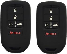 img 4 attached to 🔑 Protective Black Silicone Key Cover Case Holder for Honda Civic Accord Pilot CR-V | Compatible with 2015-2017 Models