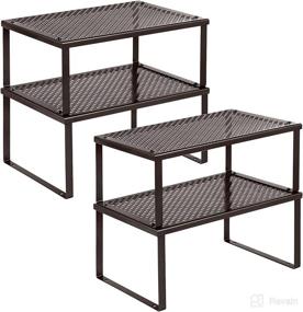 img 4 attached to 🔧 SONGMICS Stackable and Expandable Metal Shelf Organizers for Kitchen, Set of 4, Brown - UKCS06BR