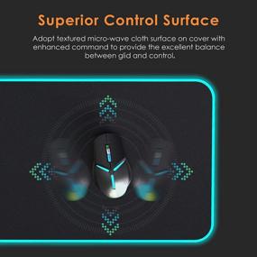 img 1 attached to KTRIO RGB Large Gaming Mouse Pad With Stitched Edges, LED Extended Mousepad With Superior Micro-Weave Cloth, Non-Slip Base, Water Resist Keyboard Pad, Desk Pad For Gamer, Office & Home, 35.4 X 15.7 In