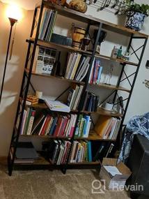 img 5 attached to IRONCK Industrial Bookshelf Double Wide 6-Tier, Open Large Bookcase, Wood And Metal Bookshelves For Home Office, Easy Assembly