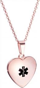 img 4 attached to Heart Charm Medical ID Alert Necklaces For Women With Free Engraving By LinnaLove