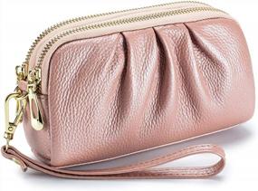 img 4 attached to Lecxci Women'S Vintage Leather Clutch Purse With Dual Zippers, Soft Creased Style Wallet For Ladies