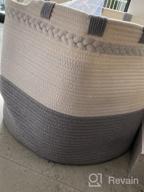 картинка 1 прикреплена к отзыву Плетеная корзина для белья 58 л с ручками-узлами: корзина из хлопчатобумажной веревки для одеял, игрушек и полотенец - серый от Eduardo Long