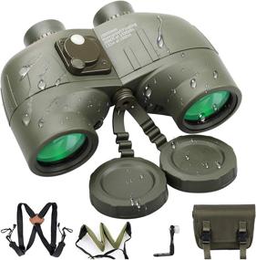 img 4 attached to 10X50 Binoculars For Adults Marine Hunting Rangefinder With Built-In Compass And Harness Strap, Waterproof Long Distance Telescope Birding BAK4 Porro Prism Professional (Green)