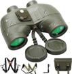 10x50 binoculars for adults marine hunting rangefinder with built-in compass and harness strap, waterproof long distance telescope birding bak4 porro prism professional (green) logo