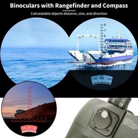 img 3 attached to 10X50 Binoculars For Adults Marine Hunting Rangefinder With Built-In Compass And Harness Strap, Waterproof Long Distance Telescope Birding BAK4 Porro Prism Professional (Green)