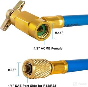 img 2 attached to Easy-to-Use R134a Refrigerant Recharge Hose Kit for A/C Systems 🥶 - Includes R134a/R-12/R-22 Freon Can Tap Recharging Hose and Detachable Quick Coupler