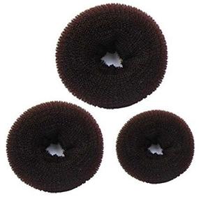 img 1 attached to CJESLNA Hot Hair Donut Bun Ring Styler Maker Brown - 1 Set Of 3 Pieces (Small, Medium & Large)