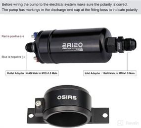 img 1 attached to 🔥 Внешний топливный насос OSIAS EFI 380LH 1000HP высокого расхода 12V 145psi универсальный насос твердого бензина с входом AN10 и выходом AN6 + кронштейн совместимый с Э85 насос топлива в стиле Bosch 044