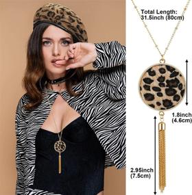 img 1 attached to 4PCS Leopard Print Jewelry Set For Women - Earrings, Beret Hat, Tassel Pendant Necklace & Bracelet - Birthday/Wedding/Anniversary/Mothers Day Gift