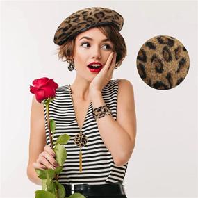 img 3 attached to 4PCS Leopard Print Jewelry Set For Women - Earrings, Beret Hat, Tassel Pendant Necklace & Bracelet - Birthday/Wedding/Anniversary/Mothers Day Gift