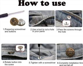 img 3 attached to 60 Pack Of 17Mm Metal Jeans Buttons For Sewing & Repairing Jeans - Easy Replaceable, No-Sew Nailess Button With Combo Thread Rivets And Screwdrivers - Perfect Fit Jean Button Replacement By J.CARP