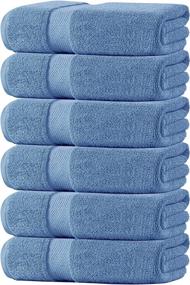 img 4 attached to Oakias 6 Pack Premium Blue Hand Towels – 16 x 28 🔵 Inches – 600 GSM: High Absorbency & Softness for Gym & Home Use