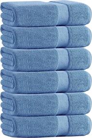 img 3 attached to Oakias 6 Pack Premium Blue Hand Towels – 16 x 28 🔵 Inches – 600 GSM: High Absorbency & Softness for Gym & Home Use