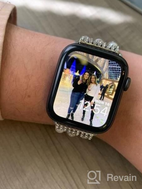 img 1 attached to Upgrade Your Apple Watch Style With GEMEK'S Elegant Women Agate Pearl Bracelet Strap In Silver review by Bryan Kishore