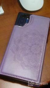 img 7 attached to Превосходный кошелек из искусственной кожи с отделением для карт и рельефным узором Мандала для Galaxy Note 10+ (6,8 дюймов), двойной флип-кнопкой с двойными магнитными кнопками, серый